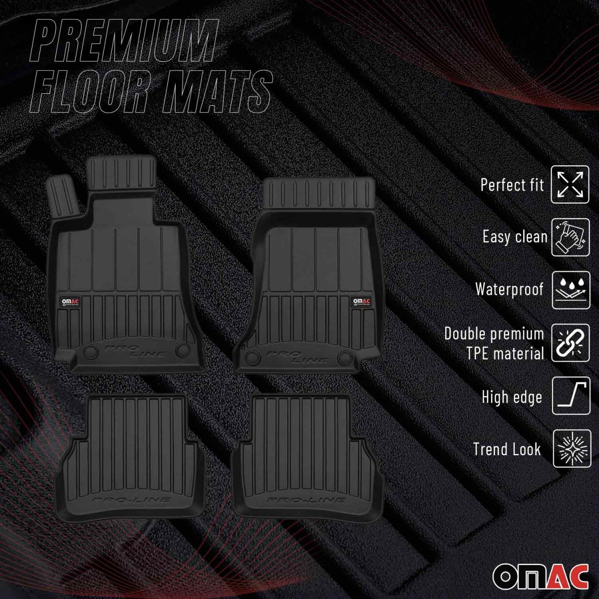 Mercedes C Class T-Model Floor Mat - Omac - Proline Premium TPE - Black - '14-'21